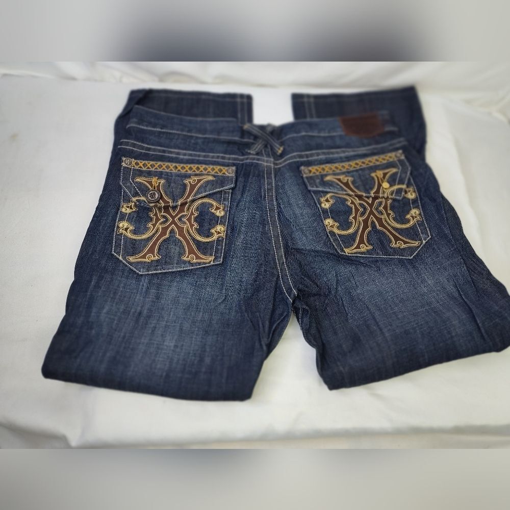 𝅺Xtream Couture Mens Dark Blue Wash Jeans 40x 34 Street Wear Hip Hop